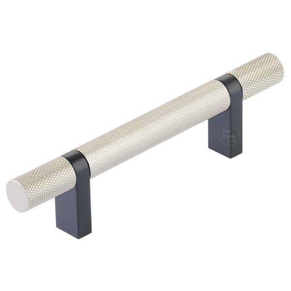 Emtek - Select Bar Cabinet Pull 3-1/2 Inch C-C, Rectangular Bar Stem, Knurled Bar