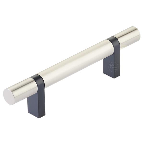 Emtek - Select Bar Cabinet Pull 3-1/2 Inch C-C, Rectangular Bar Stem, Smooth Bar