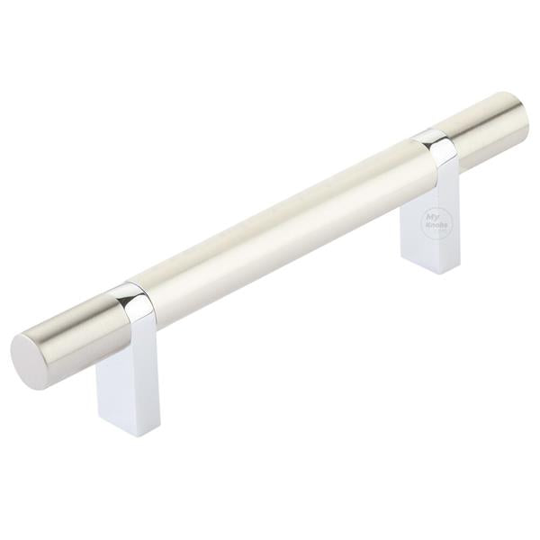 Emtek - Select Bar Cabinet Pull 4 Inch C-C, Rectangular Bar Stem, Smooth Bar