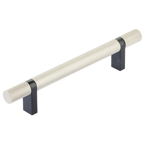Emtek - Select Bar Cabinet Pull 5 Inch C-C, Rectangular Bar Stem, Knurled Bar