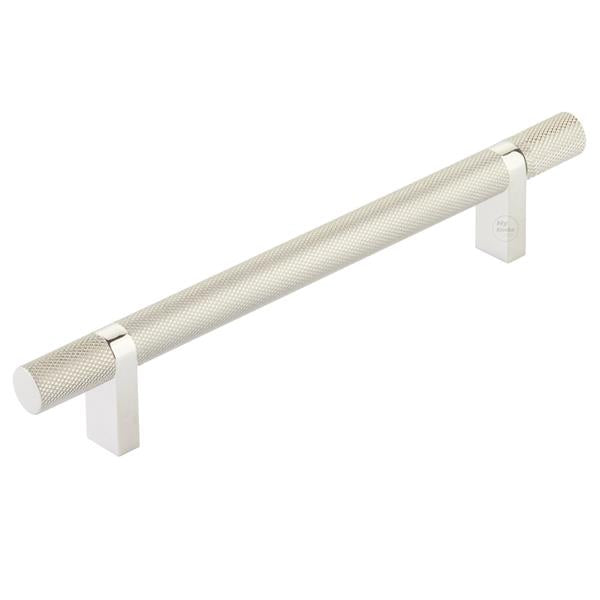 Emtek - Select Bar Cabinet Pull 6 Inch C-C, Rectangular Bar Stem, Knurled Bar