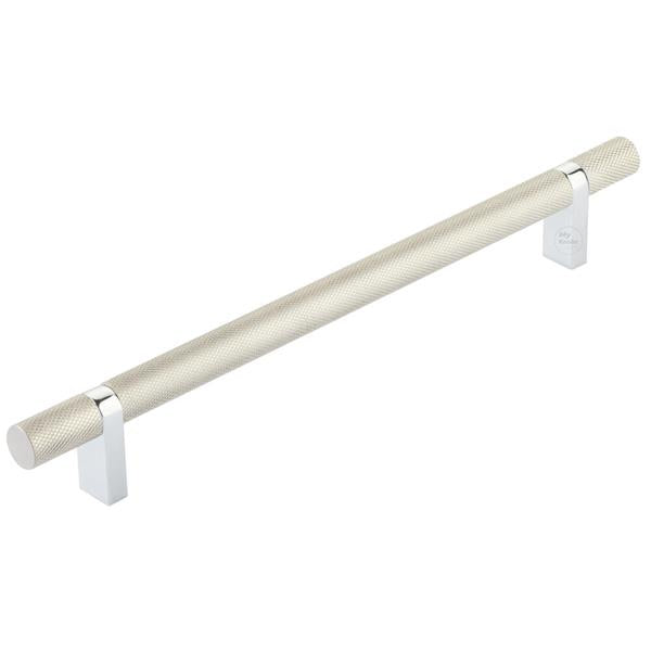 Emtek - Select Bar Cabinet Pull 8 Inch C-C, Rectangular Bar Stem, Knurled Bar
