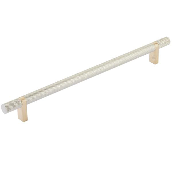 Emtek - Select Bar Cabinet Pull 10 Inch C-C, Rectangular Bar Stem, Knurled Bar
