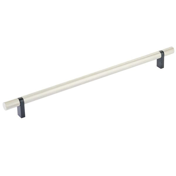 Emtek - Select Bar Cabinet Pull 12 Inch C-C, Rectangular Bar Stem, Knurled Bar