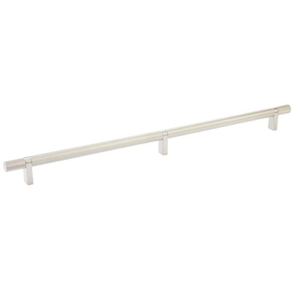 Emtek - Select Bar Cabinet Pull 16 Inch C-C, Rectangular Bar Stem, Knurled Bar