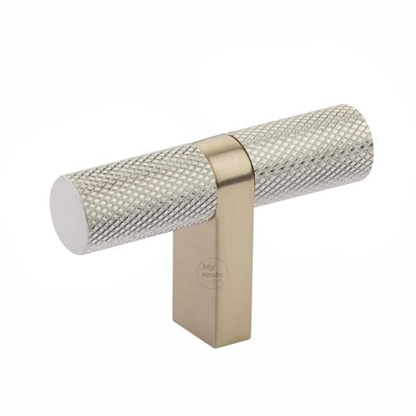 Emtek - Select Cabinet T-Knob 2-1/4 Inch overall, Rectangular Bar Stem, Knurled Bar