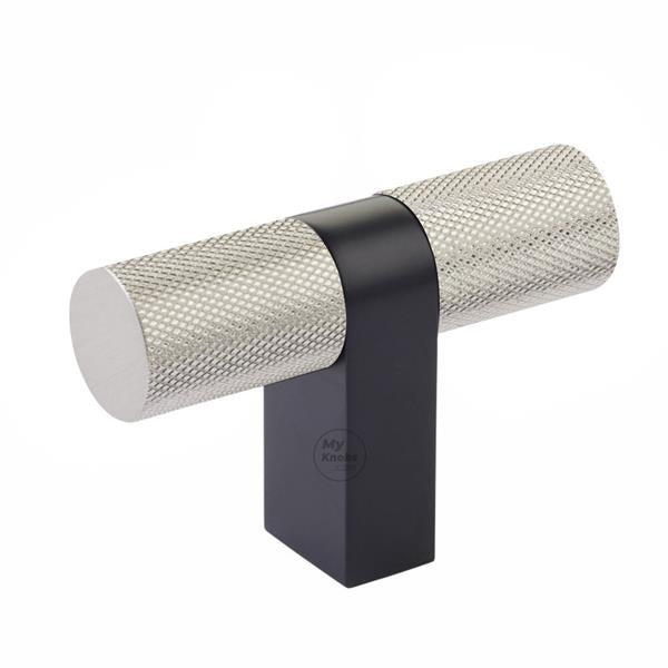 Emtek - Select Cabinet T-Knob 3-1/8 Inch overall, Rectangular Bar Stem, Knurled Bar