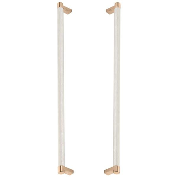 Emtek - Back to Back, Select Appliance Pull 18 Inch C-C, Rectangular Stem, Knurled Bar