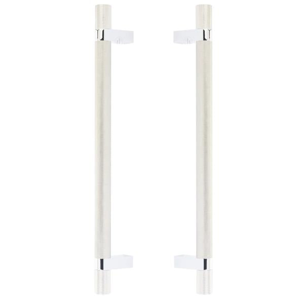 Emtek - Back to Back, Select Bar Appliance Pull 12 Inch C-C, Rectangular Bar Stem, Knurled Bar