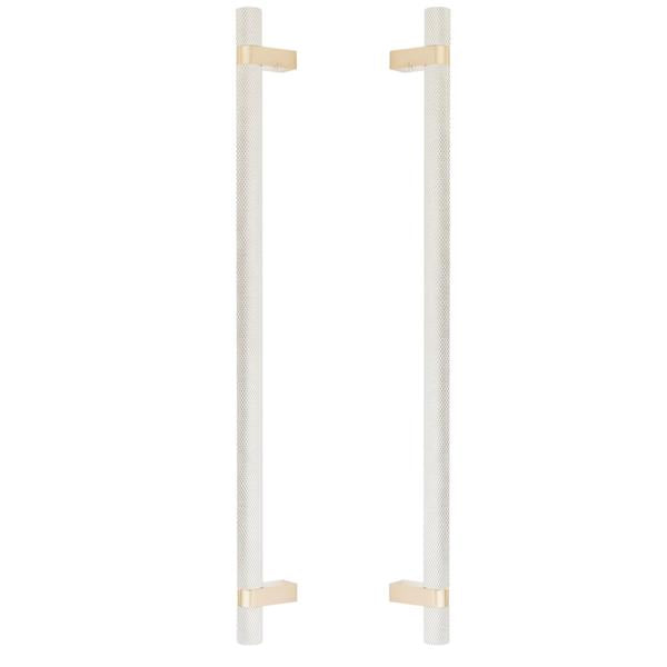 Emtek - Back to Back, Select Bar Appliance Pull 18 Inch C-C, Rectangular Bar Stem, Knurled Bar