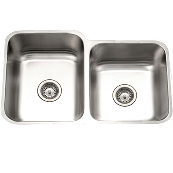 Hamat - Enterprise 32 Inch Undermount Stainless Steel 60/40 Double Bowl Kitchen Sink, Small Bowl Left, 18 Gauge