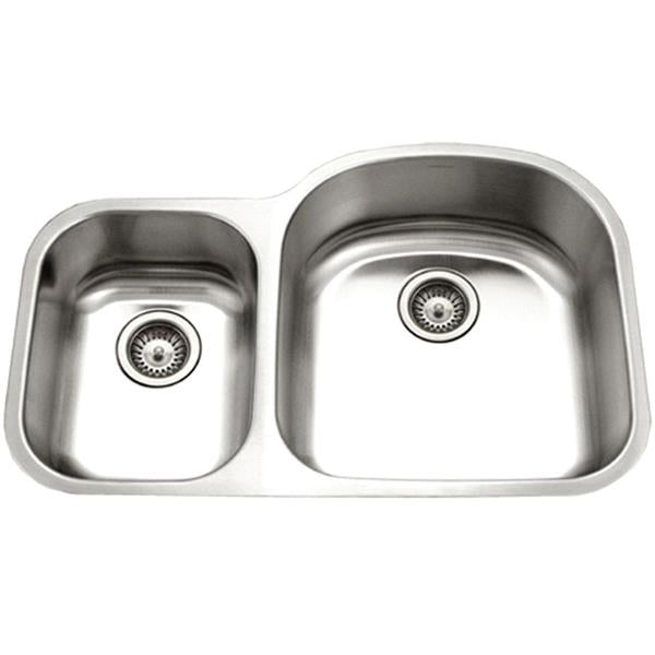 Hamat - Enterprise 32 Inch Undermount Stainless Steel 30/70 Double Bowl Kitchen Sink, Small Bowl Left, 18 Gauge