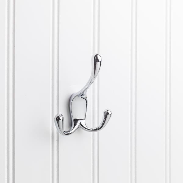 Elements - 4 Inch Triple zinc concealed mount coat hook.
