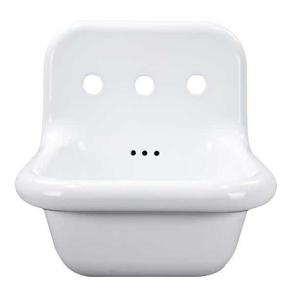 Nantucket Sinks - Fireclay 30'S Style 16.5 inch Fireclay Wallmount Bathroom Sink All White