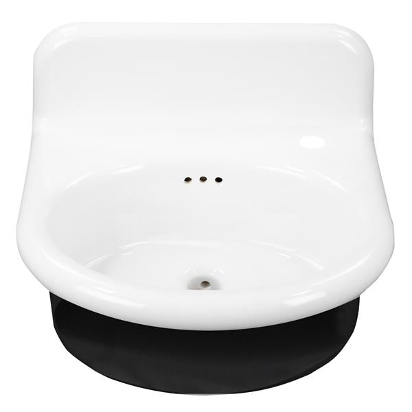 Nantucket Sinks - Fireclay 30'S Style 18 inch Rounded Front Fireclay Wallmount Bathroom Sink - Black/White