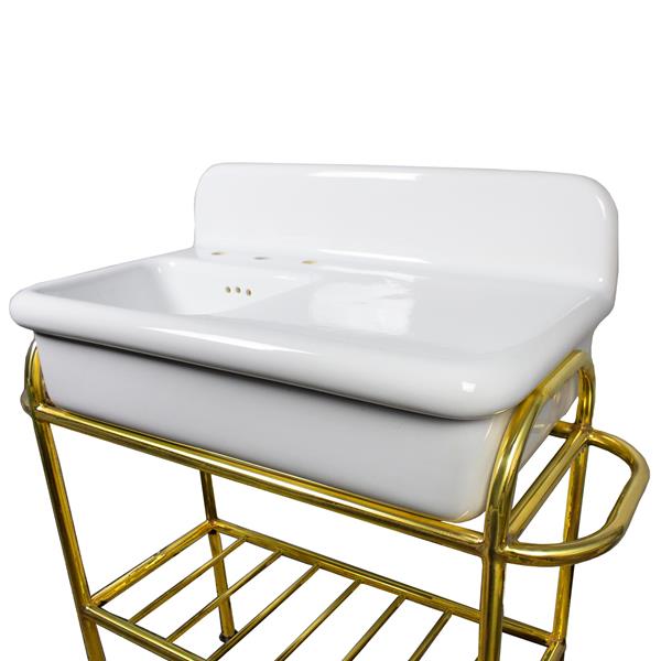 Nantucket Sinks - Fireclay 30'S Style Sink Stand Finished In Unlacquered Brass - Sink not Included