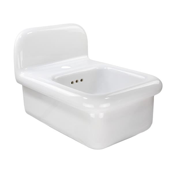Nantucket Sinks - Victorian 20 Inch Wall Mount Bathroom Sink With Holes For Deck Mounted Faucets.