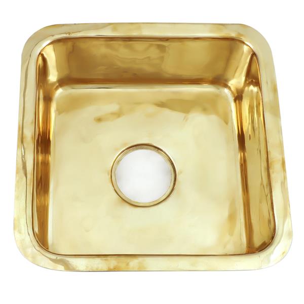 Nantucket Sinks - 16.625 Inch Smooth Unlacquered Brass Square Undermount Or Top Mount Bar Sink