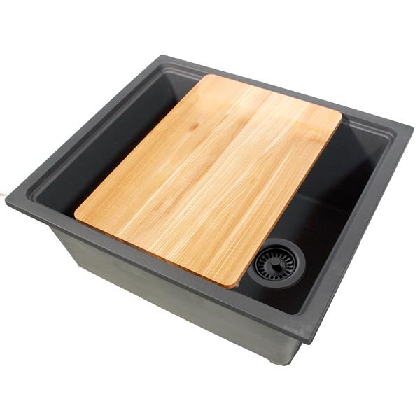 Nantucket Sinks - 22 Inch Dualmount Granite Composite Prep-Station With Side Set Drain - Titanium
