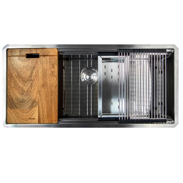 Nantucket Sinks - 42 Inch Pro Series Prep Station Single Bowl Undermount Stainless Steel Kitchen Sink With Compatible Accessories