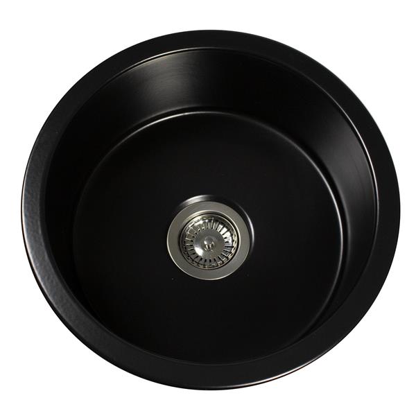 Nantucket Sinks - 18 Inch Fireclay Round Bar-Prep Sink In Matte Black