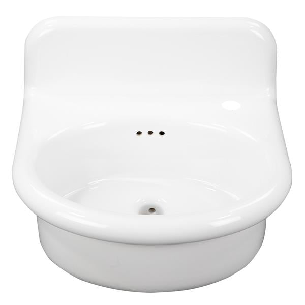 Nantucket Sinks - Fireclay 30'S Style 18 inch Rounded Front Fireclay Wallmount Bathroom Sink all White