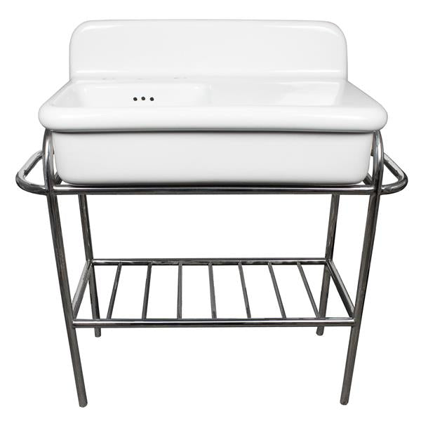 Nantucket Sinks - Fireclay 30'S Style Sink Stand Finished In Polished Stainless Steel - Sink not Included