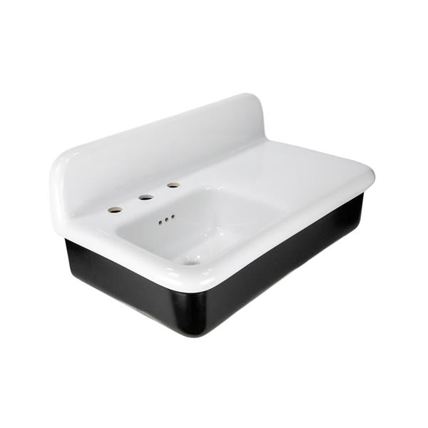 Nantucket Sinks - Fireclay 30'S Style Sink With Integral Ledge - White Upper, Black Underside