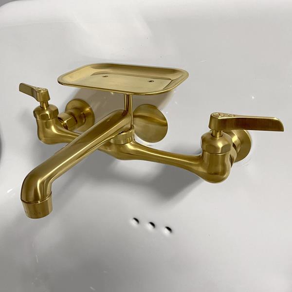 Nantucket Sinks - Victorian Collection Sink Faucet With Hole Cover In Satin Brass