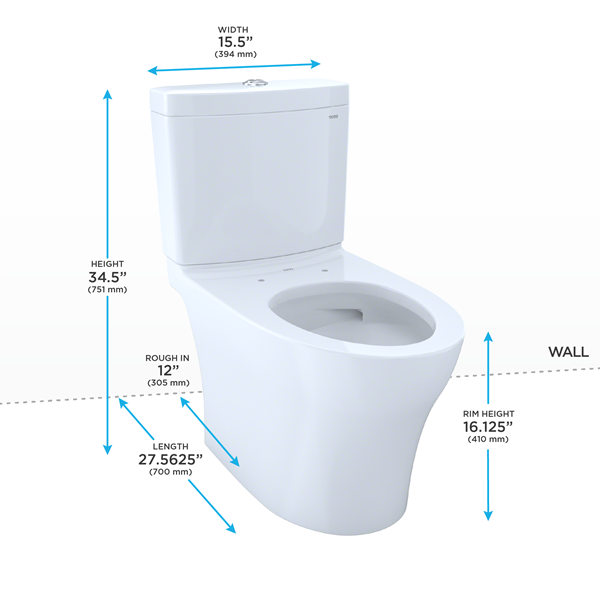 Toto - Aquia IV Two-Piece Elongated Dual Flush 1.28 And 0.9 Gpf Toilet With Cefiontect, Cotton White