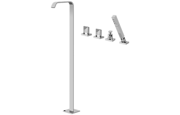 Graff - Targa Floor-Mounted Tub Filler w/Deck-Mounted Handshower & Diverter