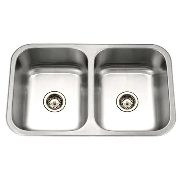 Hamat - Gourmet 32 Inch Undermount Stainless Steel 50/50 Double Bowl Kitchen Sink