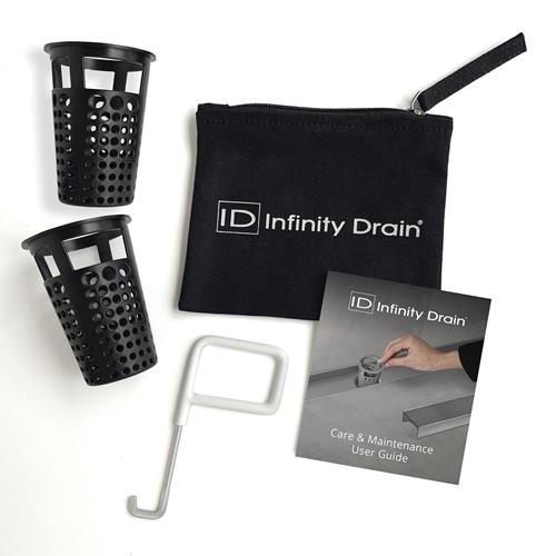 Infinity Drain - Hair Maintenance Kit. Includes AKEY Lift-out key & (2) HB 65B Hair Basket in black