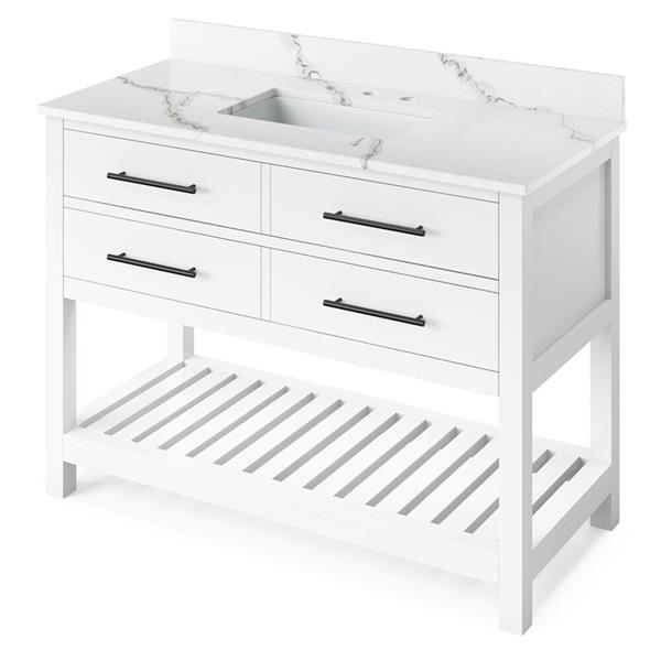 Jeffrey Alexander - 48 Inch Wavecrest Vanity with Vanity Top and undermount rectangle bowl
