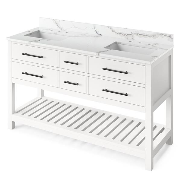 Jeffrey Alexander - 60 Inch Wavecrest Vanity, double bowl with Vanity Top and two undermount rectangle bowls
