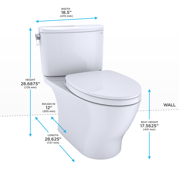 Toto - Nexus Two-Piece Elongated Toilet With Cefiontect And Ss124 Softclose Seat, Washlet+ Ready