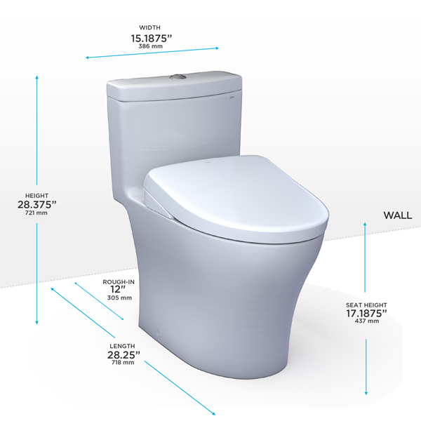 Toto - Aquia IV WASHLET+ S7 One-Piece Toilet - 1.28 GPF/0.9 GPF With Auto Flush