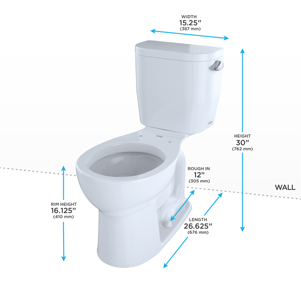 Toto - Entrada Two-Piece Round 1.28 Gpf Toilet With Right-Hand Trip Lever, Cotton White