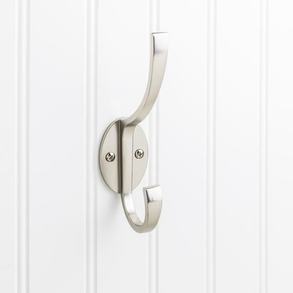 Elements - 5-7/8 Inch Double zinc wall mount decorative coat hook.