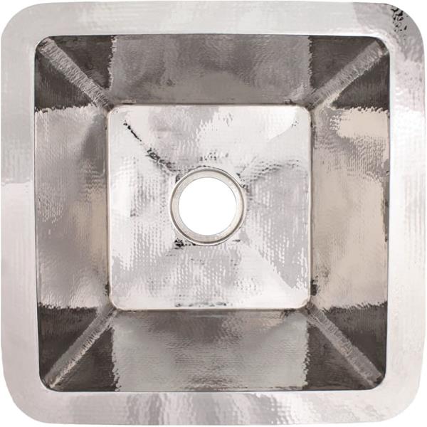 Linkasink - Hammered Metal Hand-Crafted Large Square Kitchen/Bar Sink With 3.5 Inch Drain Opening