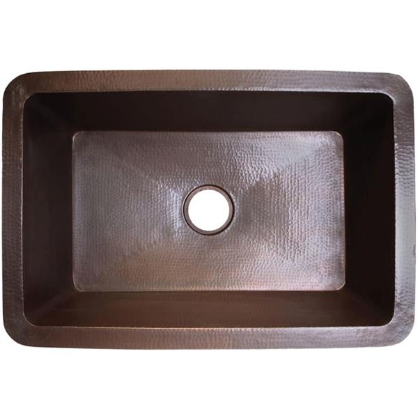 Linkasink - Hammered Metal Hand-Crafted Farmhouse Kitchen Undermount Sink Single Bowl