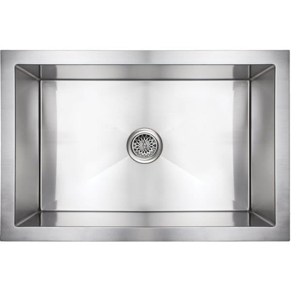Linkasink - Inset Apron Front Smooth Farm House Kitchen Sink Undermount - Satin Stainless Steel