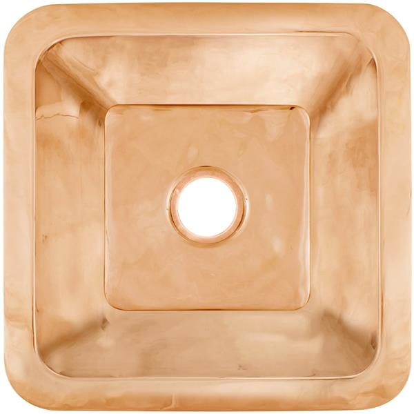 Linkasink - Large Square Hand-Crafted Smooth Metal Bar Sink 3.5 Inch Drain Opening