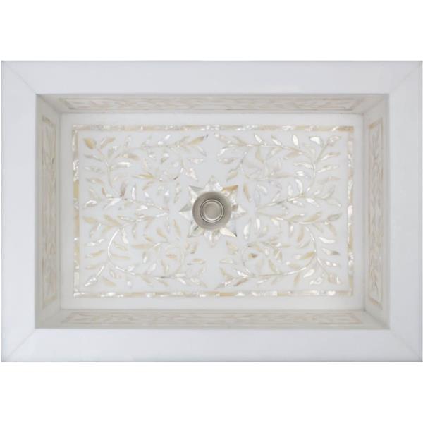 Linkasink - Floral Mother Of Pearl Inlay Drop-in Sink - White Marble