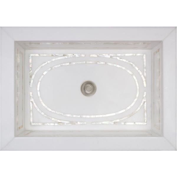 Linkasink - Graphic Mother Of Pearl Inlay Drop-in Sink - White Marble