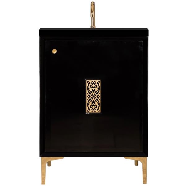 Linkasink - Frame With Filigree Grate 24 Inch Wide Black Vanity