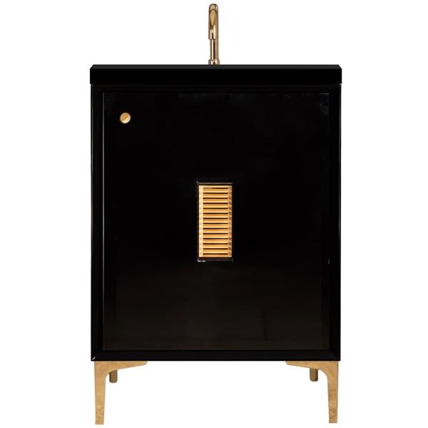 Linkasink - Frame With Louver Grate 24 Inch Wide Black Vanity