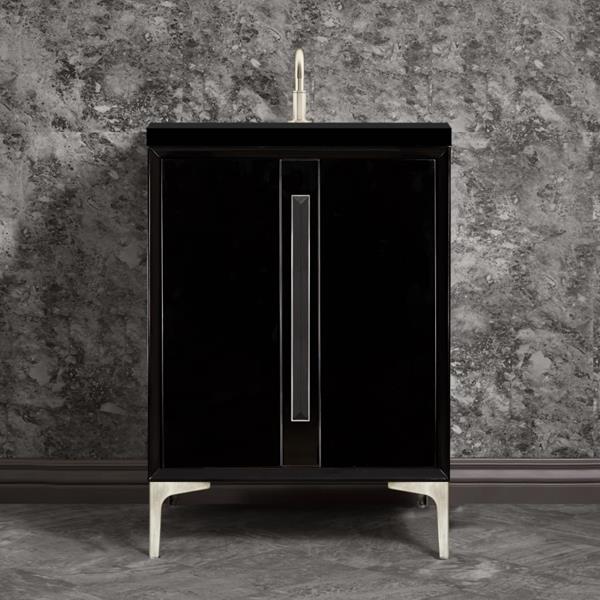 Linkasink - Tuxedo With 18 Inch Black Artisan Glass Prism Hardware 24 Inch Wide Black Vanity
