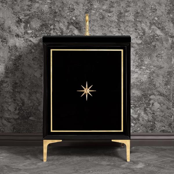 Linkasink - Linea With Star Hardware 24 Inch Wide Black Vanity