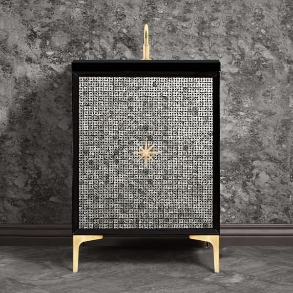 Linkasink - Mother Of Pearl With Star Hardware 24 Inch Wide Black Vanity